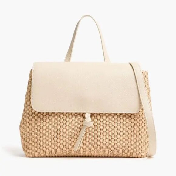Mansur Gavriel Handbags - Mansur Gavriel pebbled leather and faux raffia shoulder bag handbag excellent